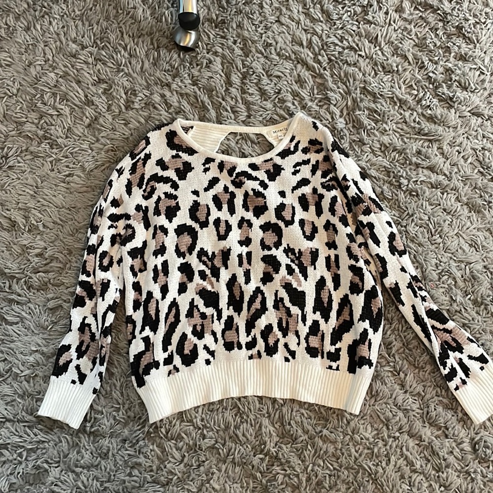 Cheetah print sweater with open back